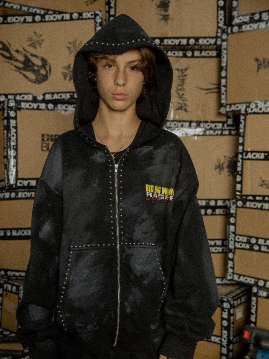 Black 8 studded zip hoodie