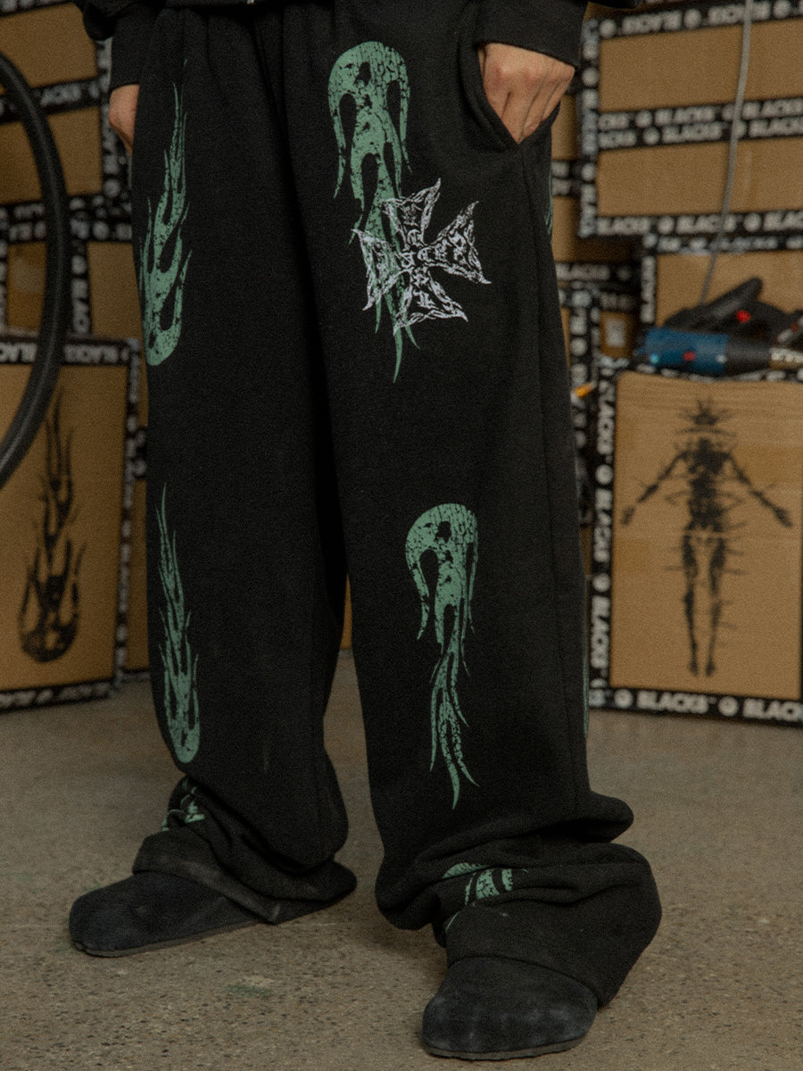 Black8 flame sweat pants