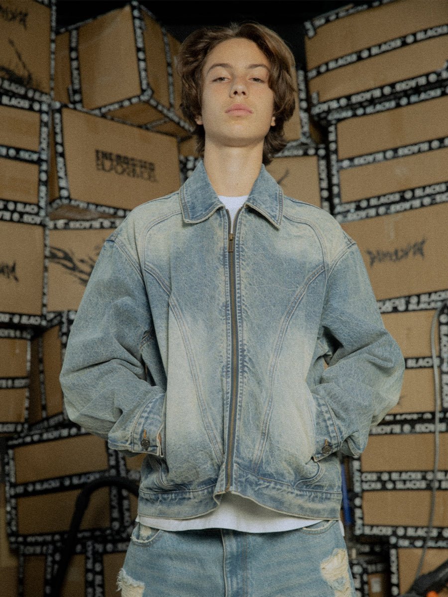 Black 8 washed denim jacket