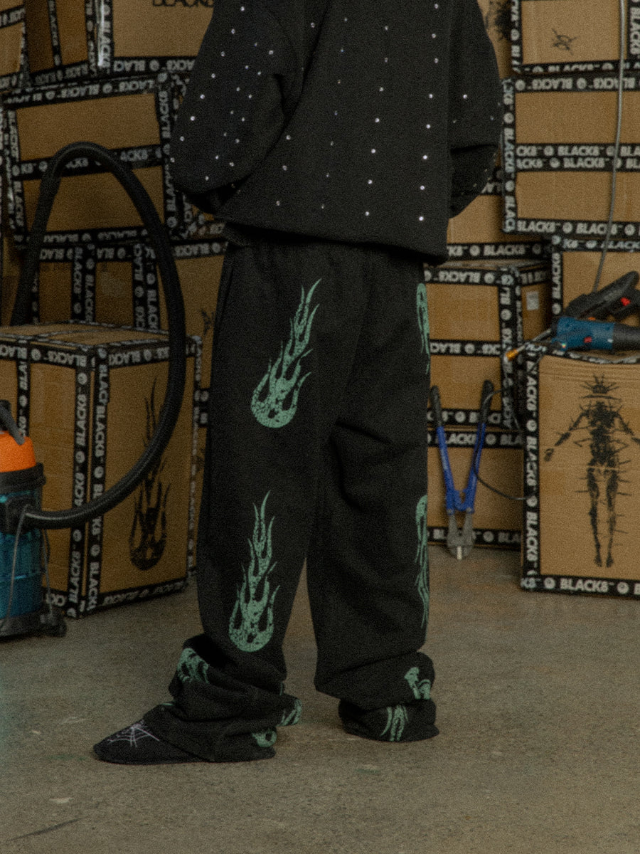 Black8 flame sweat pants