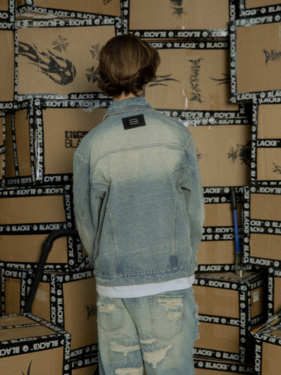 Black 8 washed denim jacket