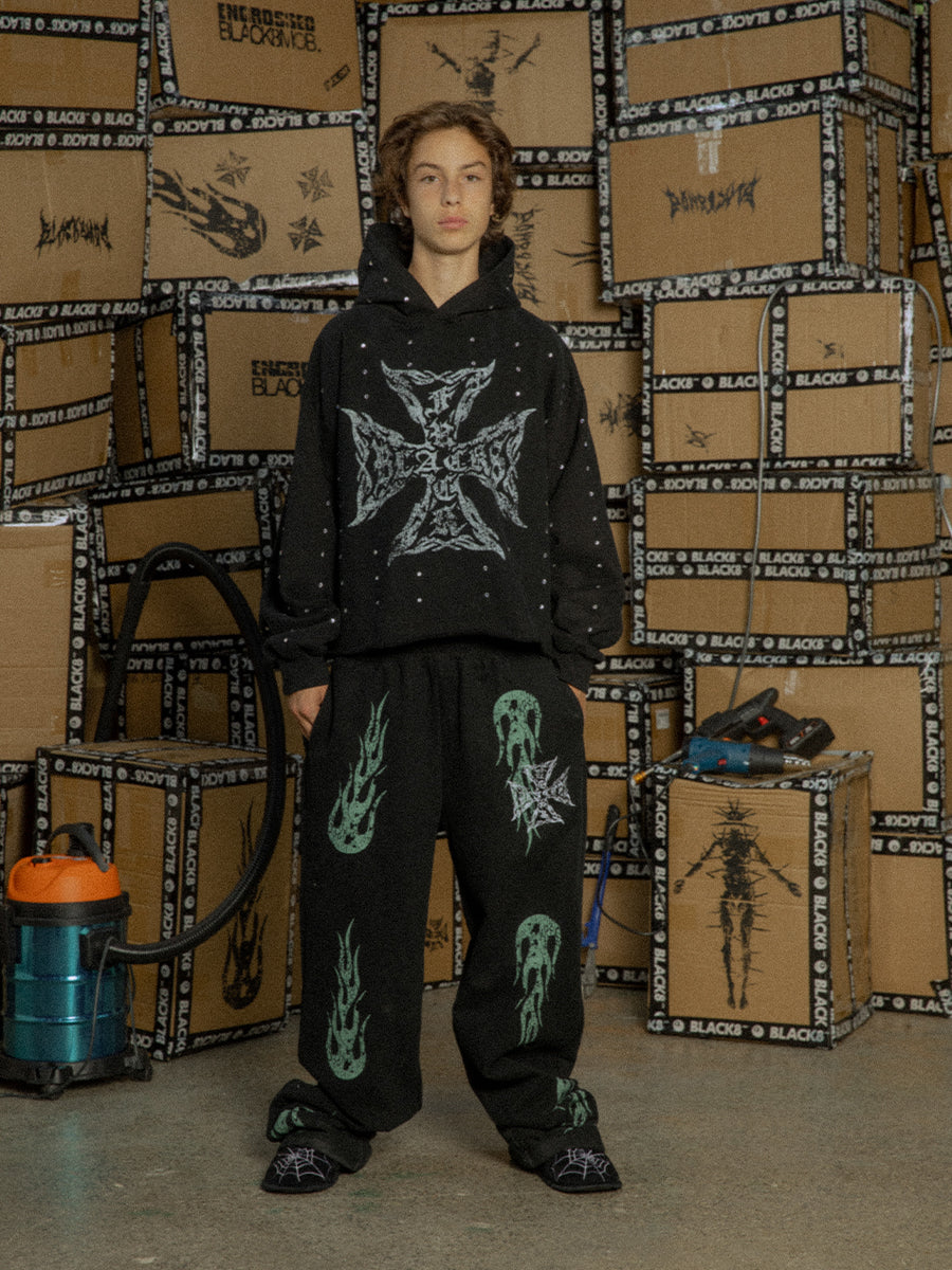 Black8 flame sweat pants