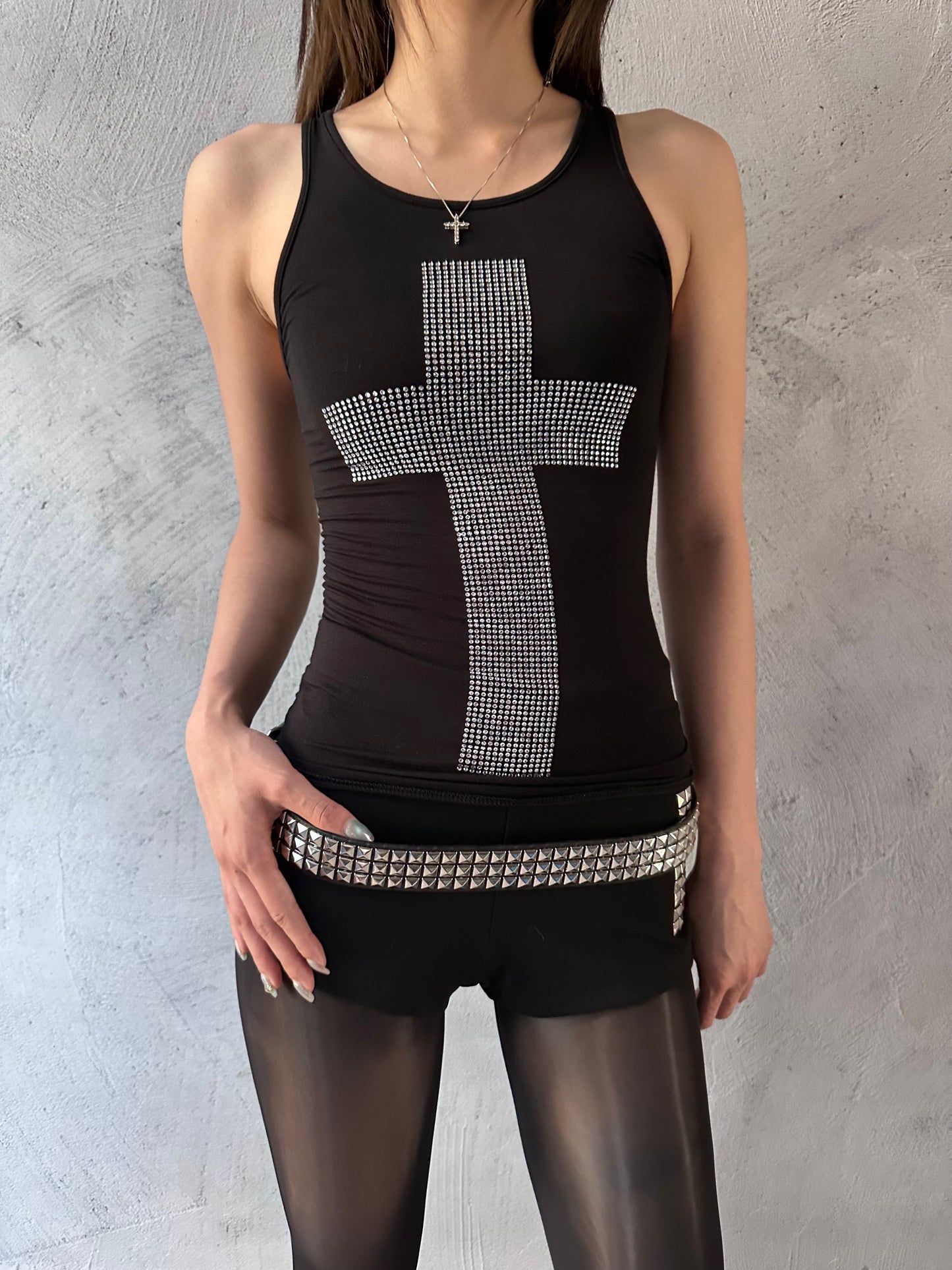 ArtByTastybabe cross studded tank top