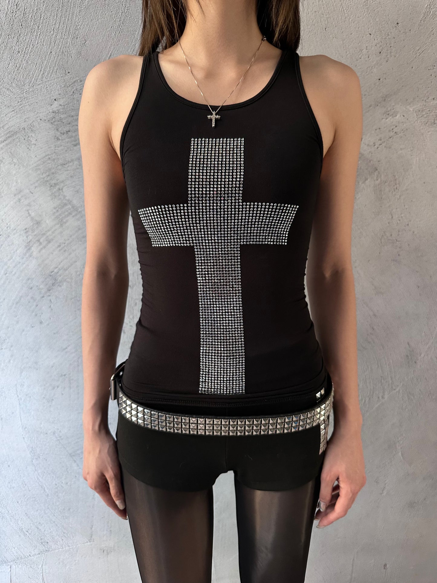 ArtByTastybabe cross studded tank top