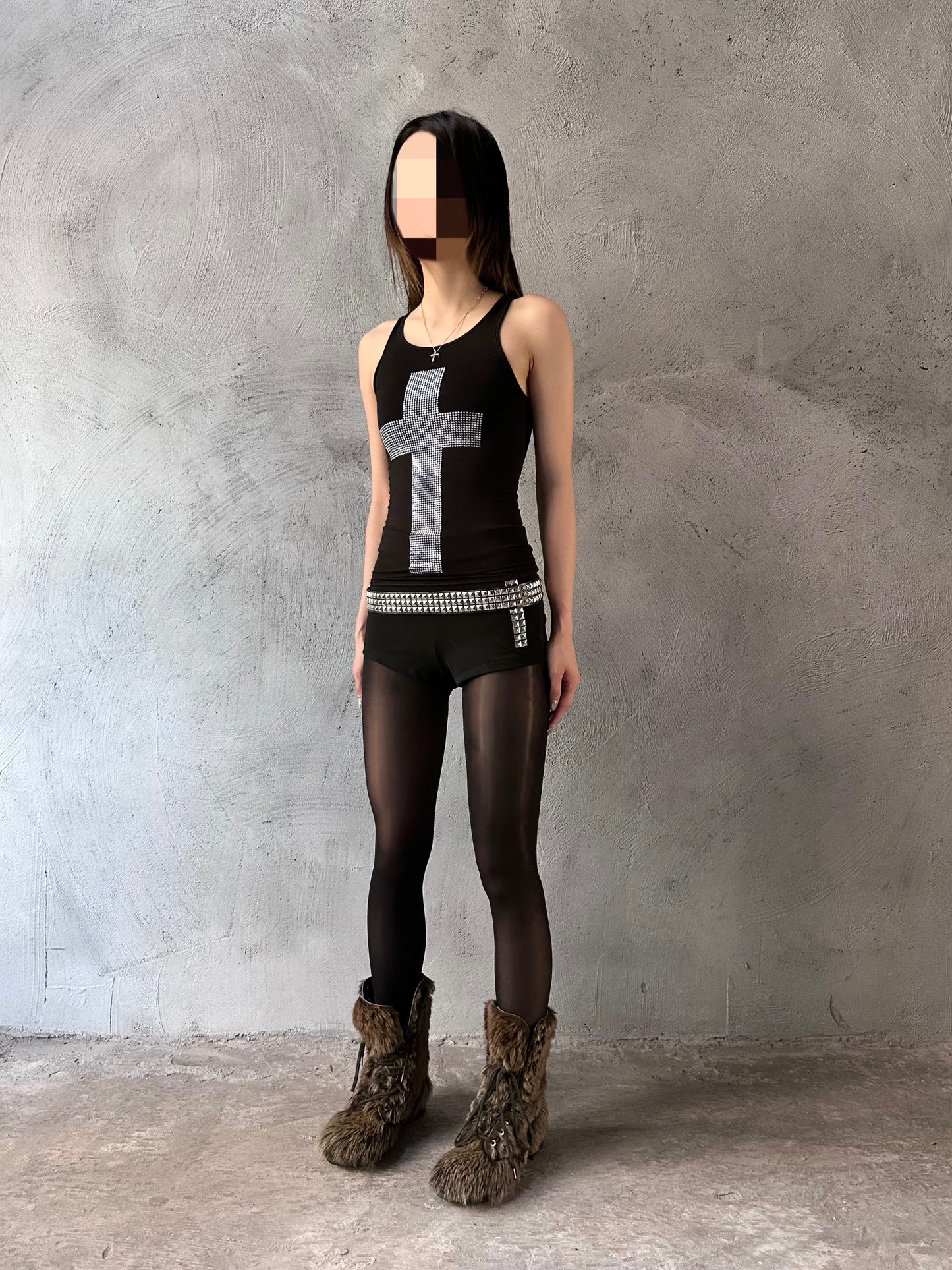 ArtByTastybabe cross studded tank top
