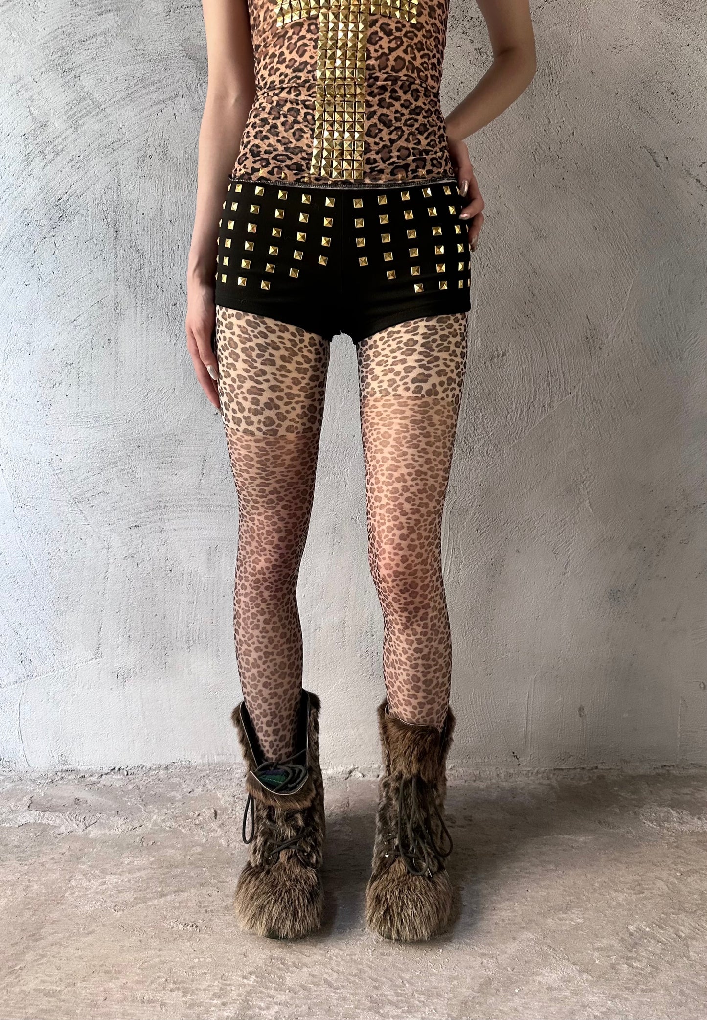 ArtByTastybabe gold studded mini shorts