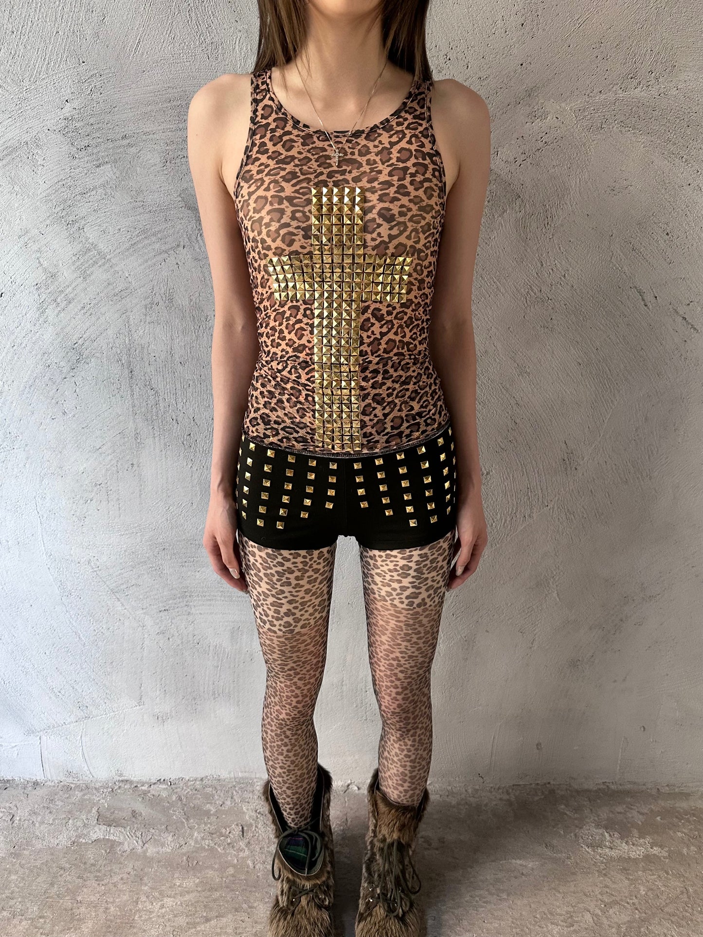 ArtByTastybabe gold studded mini shorts
