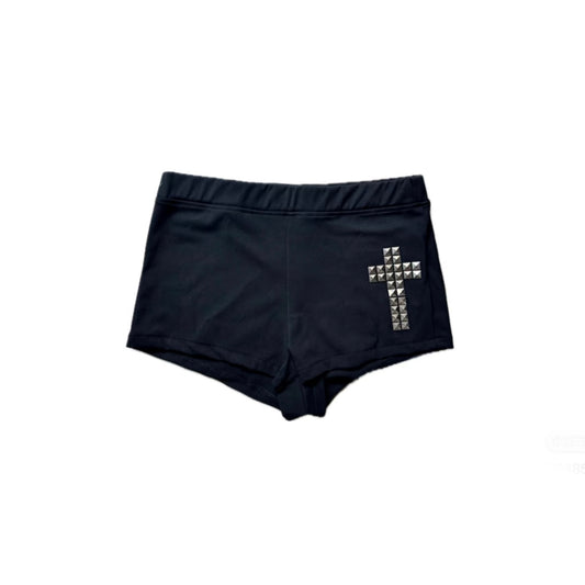 ArtByTastybabe studded cross mini shorts