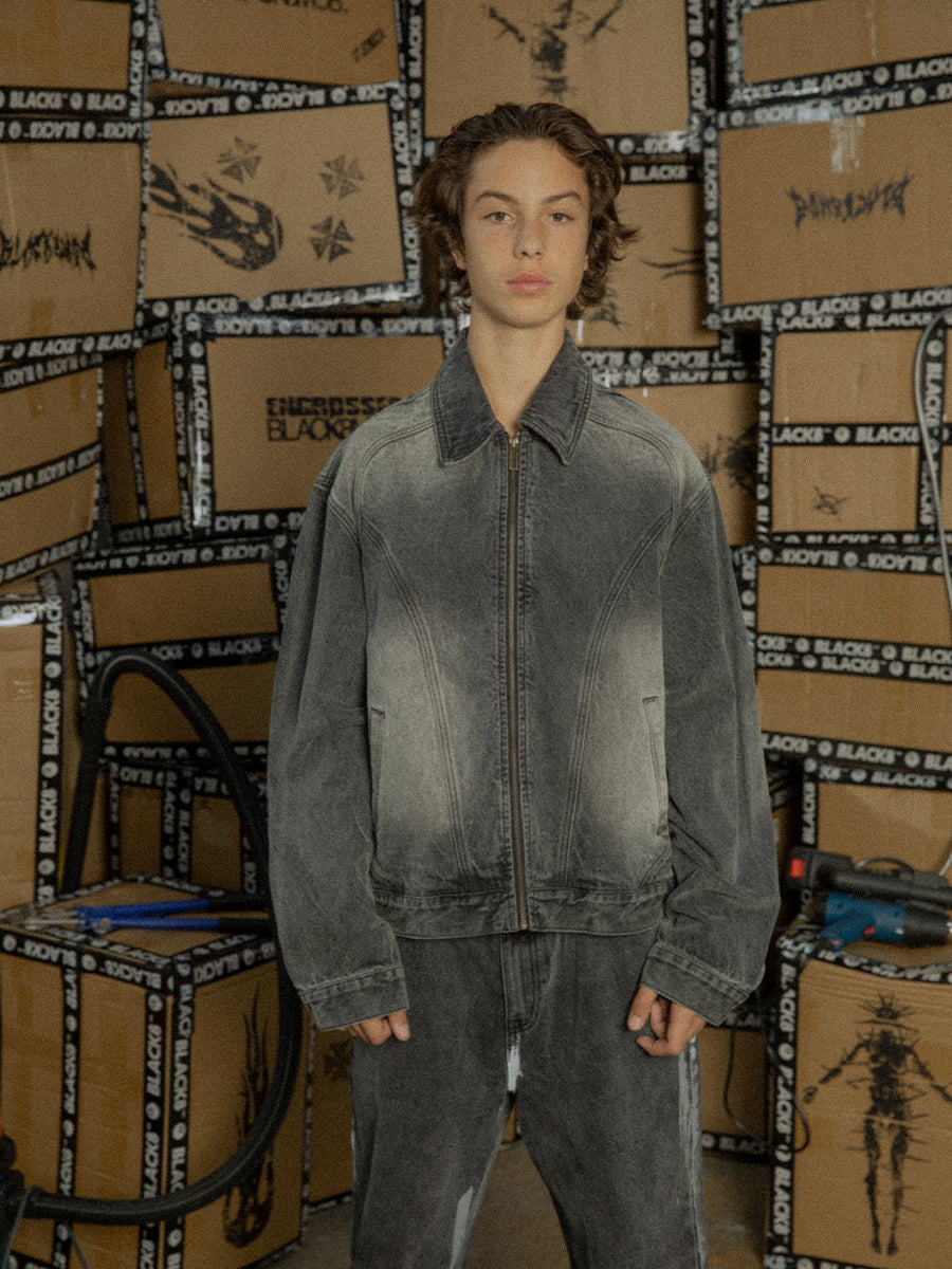 Black 8 washed denim jacket