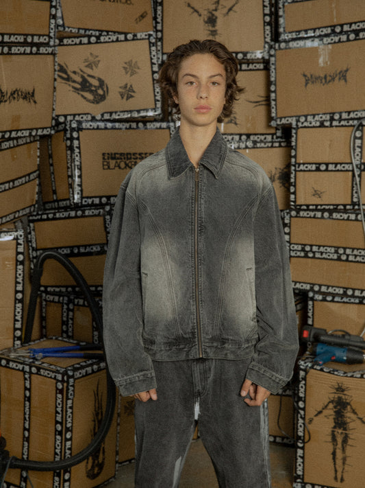 Black 8 washed denim jacket