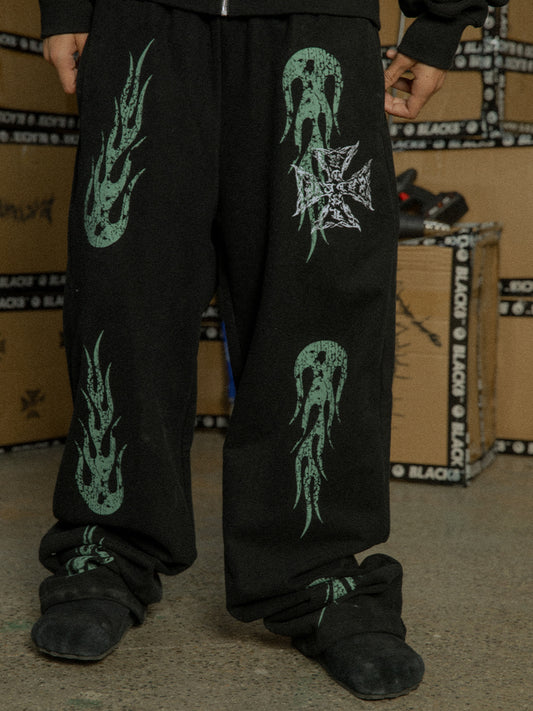 Black8 flame sweat pants