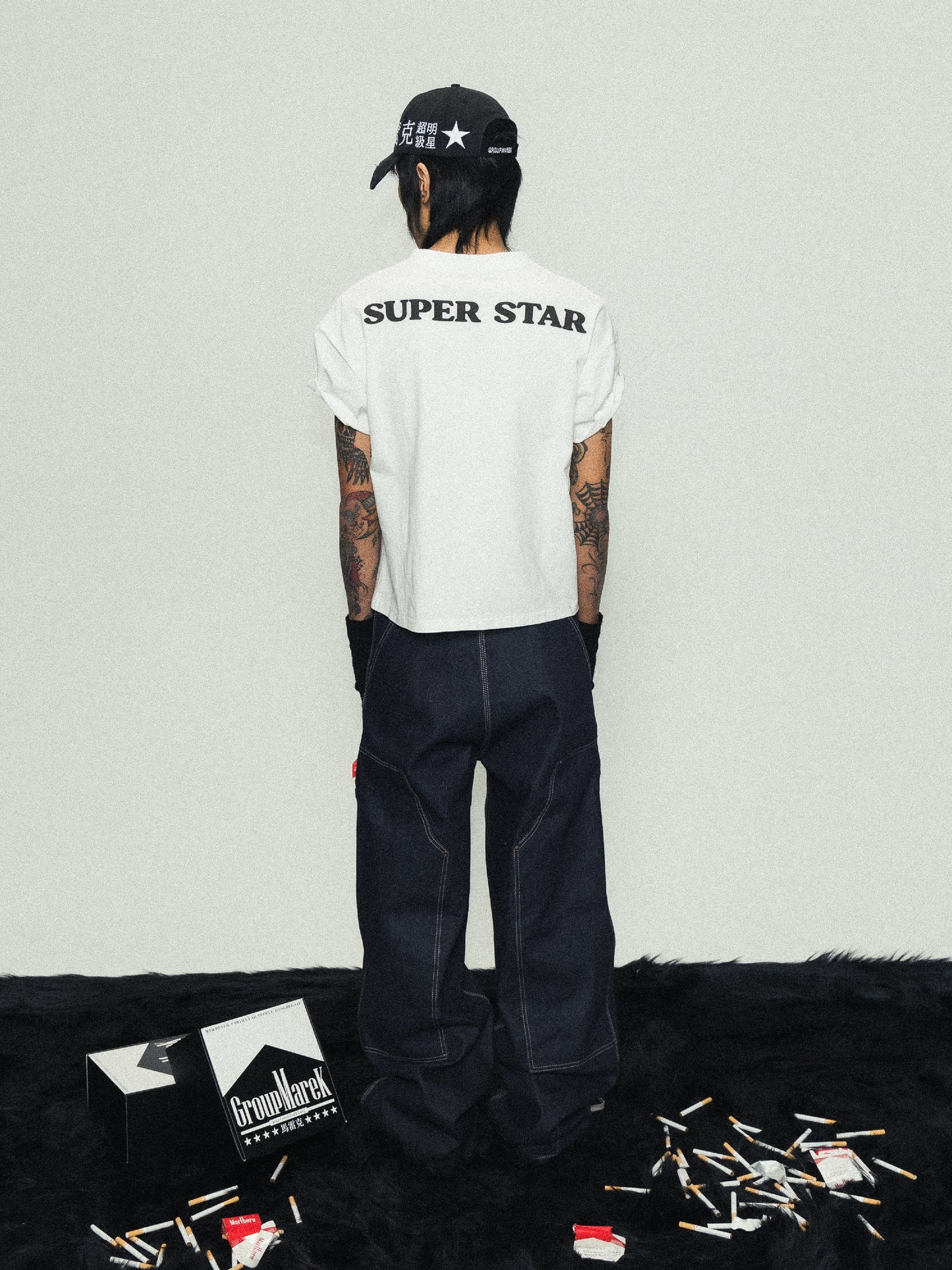 GROUPMAREK[GMK] baggy nylon denim jeans