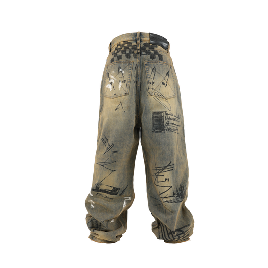 GROUPMAREK[GMK] graphic washed jeans