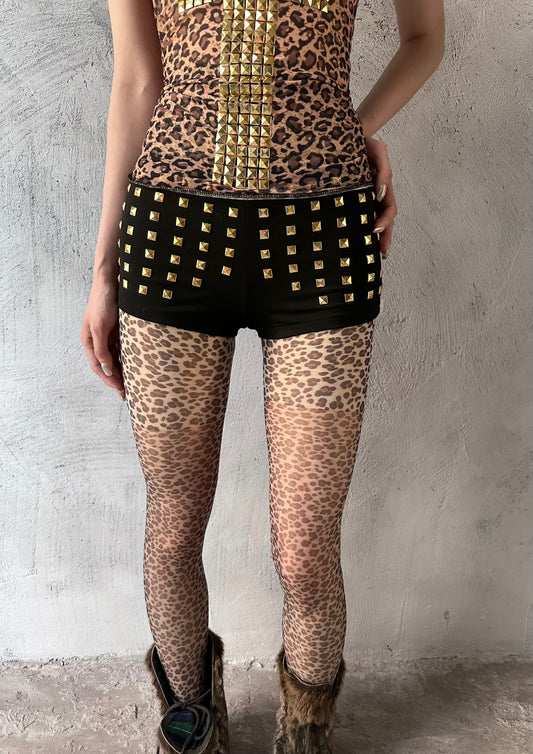 ArtByTastybabe gold studded mini shorts