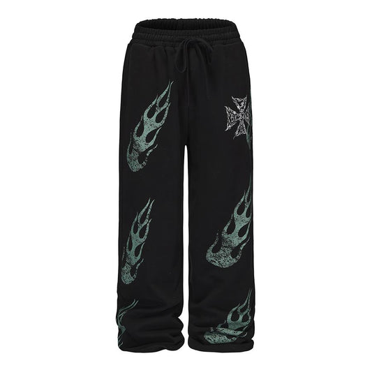 Black8 flame sweat pants