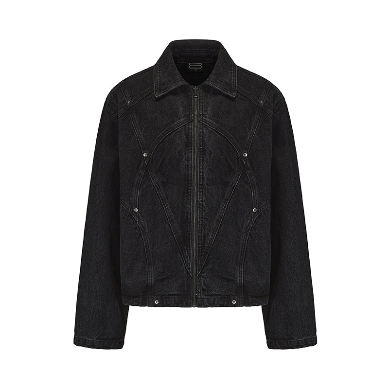 Black 8 studded denim jacket