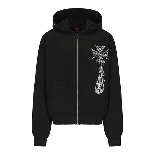 Black 8 Flame Diamond Hoodie