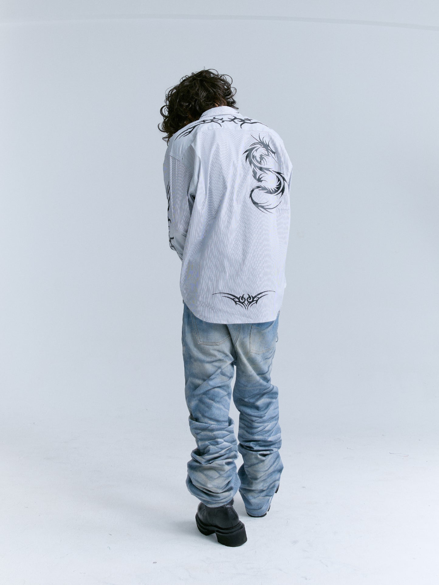 GROUPMAREK[GMK] ripples washed baggy denim jeans