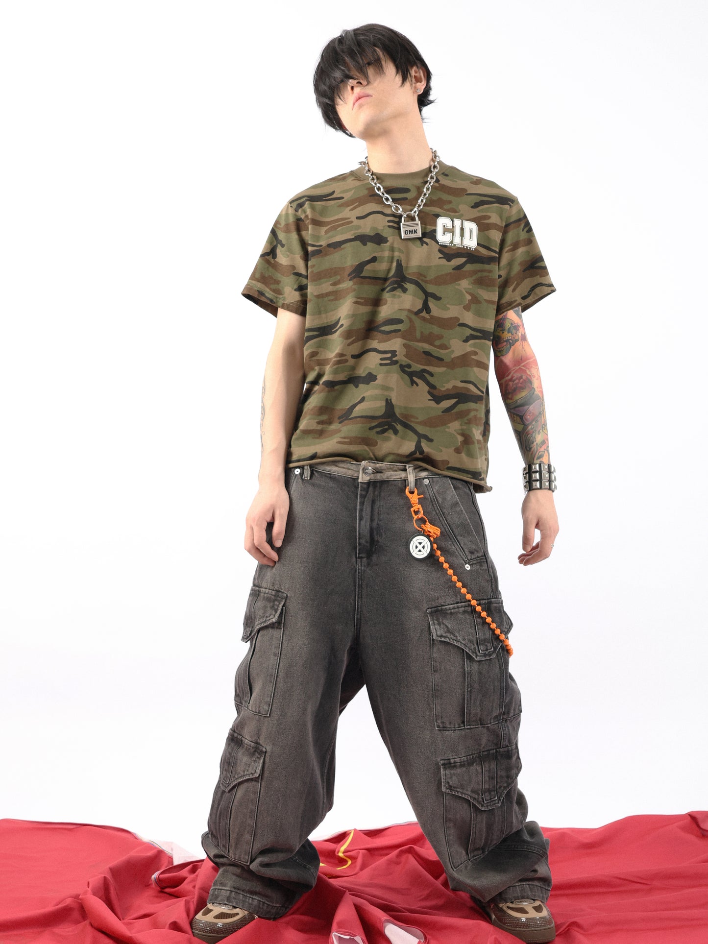 GROUPMAREK[GMK] multi-pocket baggy jeans